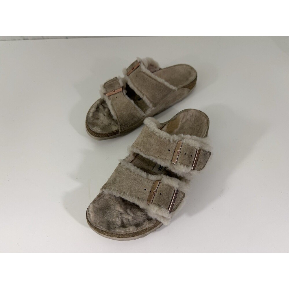 Birkenstock Arizona Shearling Nude Suede Leather Narrow EU 40 US 9-9.5 Comfort